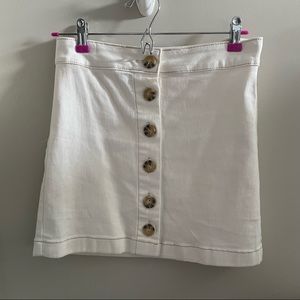 White Button A-Line Skirt